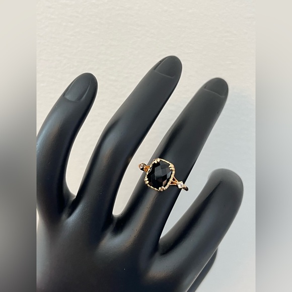 925 Sterling Silver Vintage Gem Square Stone Ring, Black Agate - Picture 4 of 11